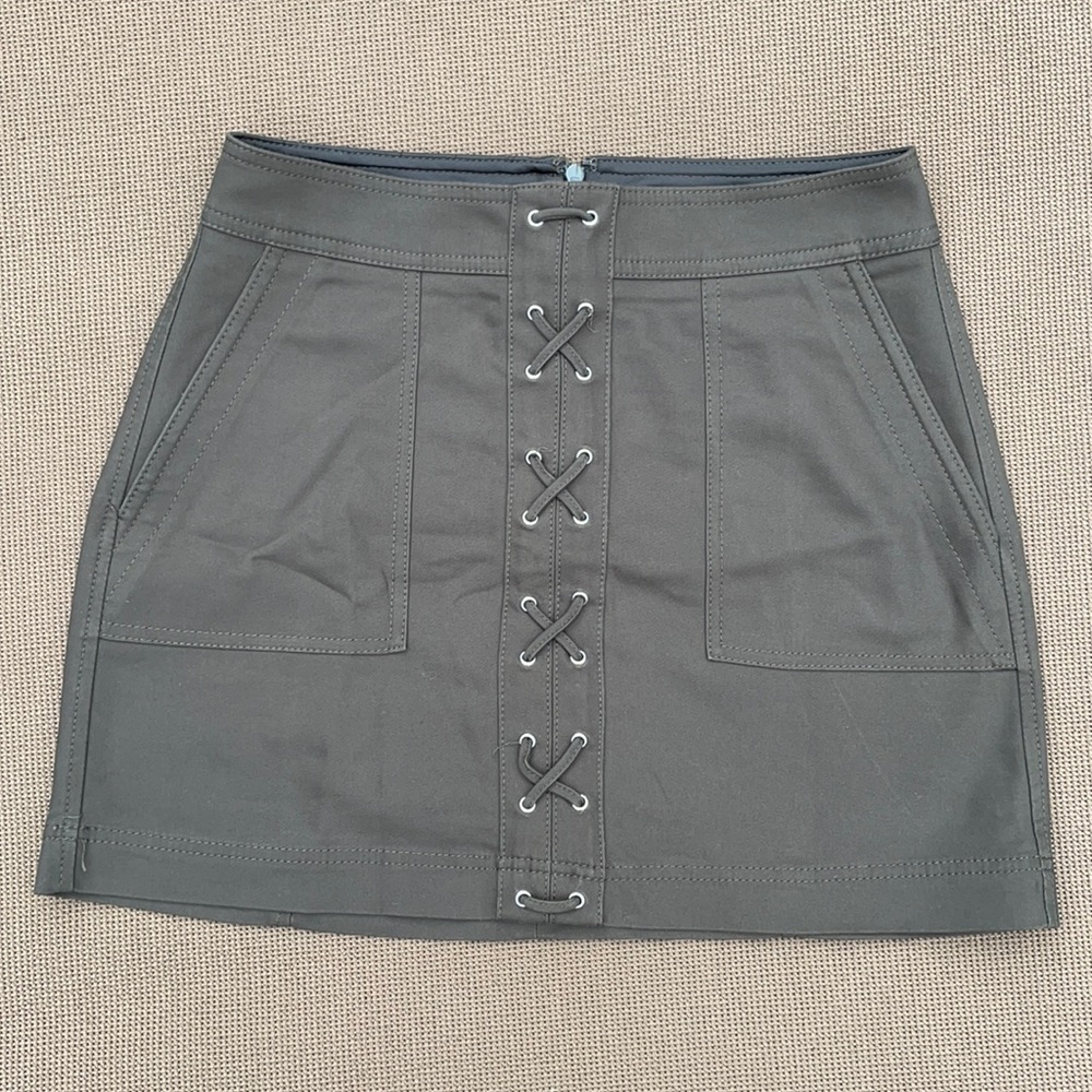 Green mini skirt